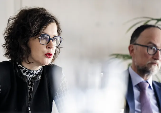 Christelle Luisier, présidente du Conseil d'Etat vaudois, et Jean-Luc Schwaar, directeur général du DITS Keystone