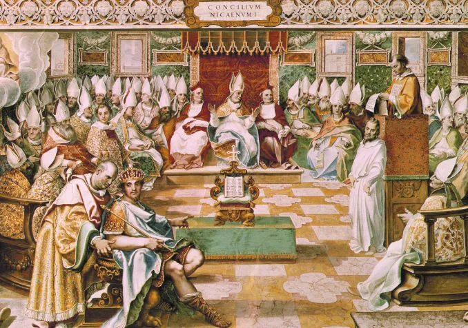 Tableau de Cesar Nebbia (vers 1560). Ouverture du concile de Nicée. L’empereur Constantin est au premier plan. ©Libre de droits