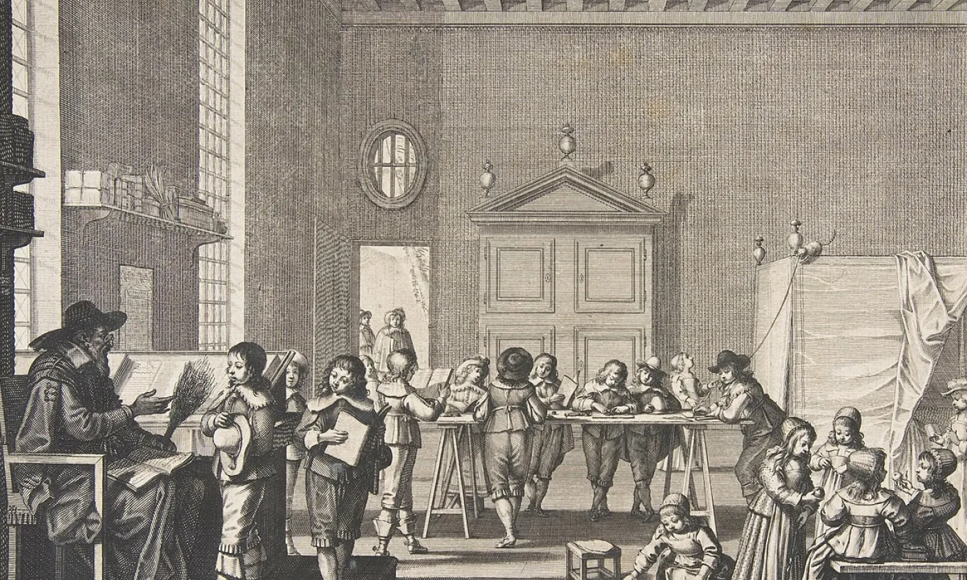 "Le maître d'école", gravure d'Abraham Bosse ~1638
