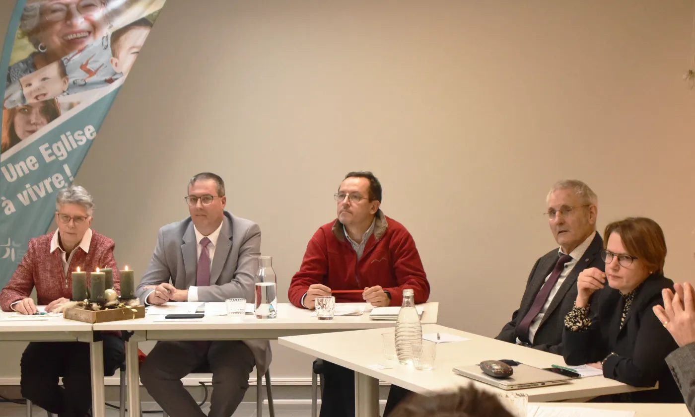 Conférence de presse du Conseil synodal de l'EERV le 16 décembre 2022. Crédit: Gérard Jaton-EERV Conférence de presse du Conseil synodal de l'EERV le 16 décembre 2022. Crédit: Gérard Jaton-EERV