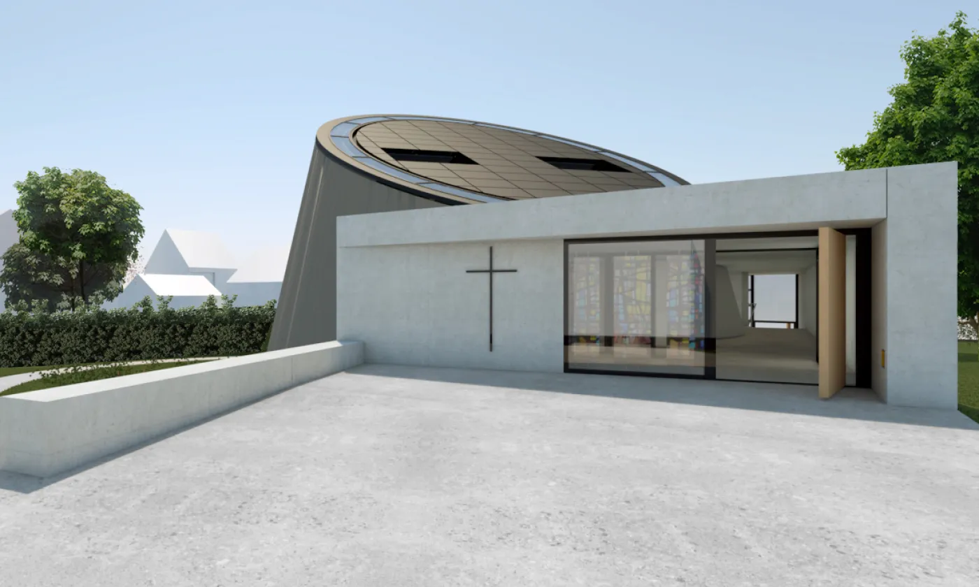 Image 3D de la future église catholique de Gland ©Coretra SA